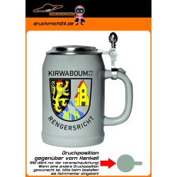 Bierkrug mit Zinndeckel - Kirwaboum Rengersricht