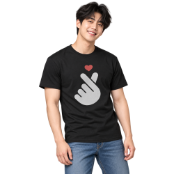 Fingerherz T-Shirt – Korean Heart mit rotem Herz Fingerherz T-Shirt – Korean Heart mit rotem Herz