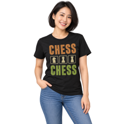 Chess T-Shirt – Schachfiguren in Orange und Grün Chess T-Shirt – Schachfiguren in Orange und Grün