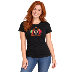 Billard Damen T-Shirt – 8-Ball mit Flammenmotiv Billard Damen T-Shirt – 8-Ball mit Flammenmotiv