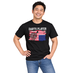 Dart T-Shirt – Darts Player mit USA-Flagge Dart T-Shirt – Darts Player mit USA-Flagge