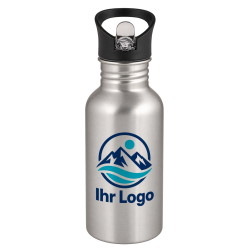 600 ml Trinkflasche personalisierbar – Silber mit Ihrem Logo oder Wunschmotiv 600 ml Trinkflasche personalisierbar – Silber mit Ihrem Logo oder Wunschmotiv